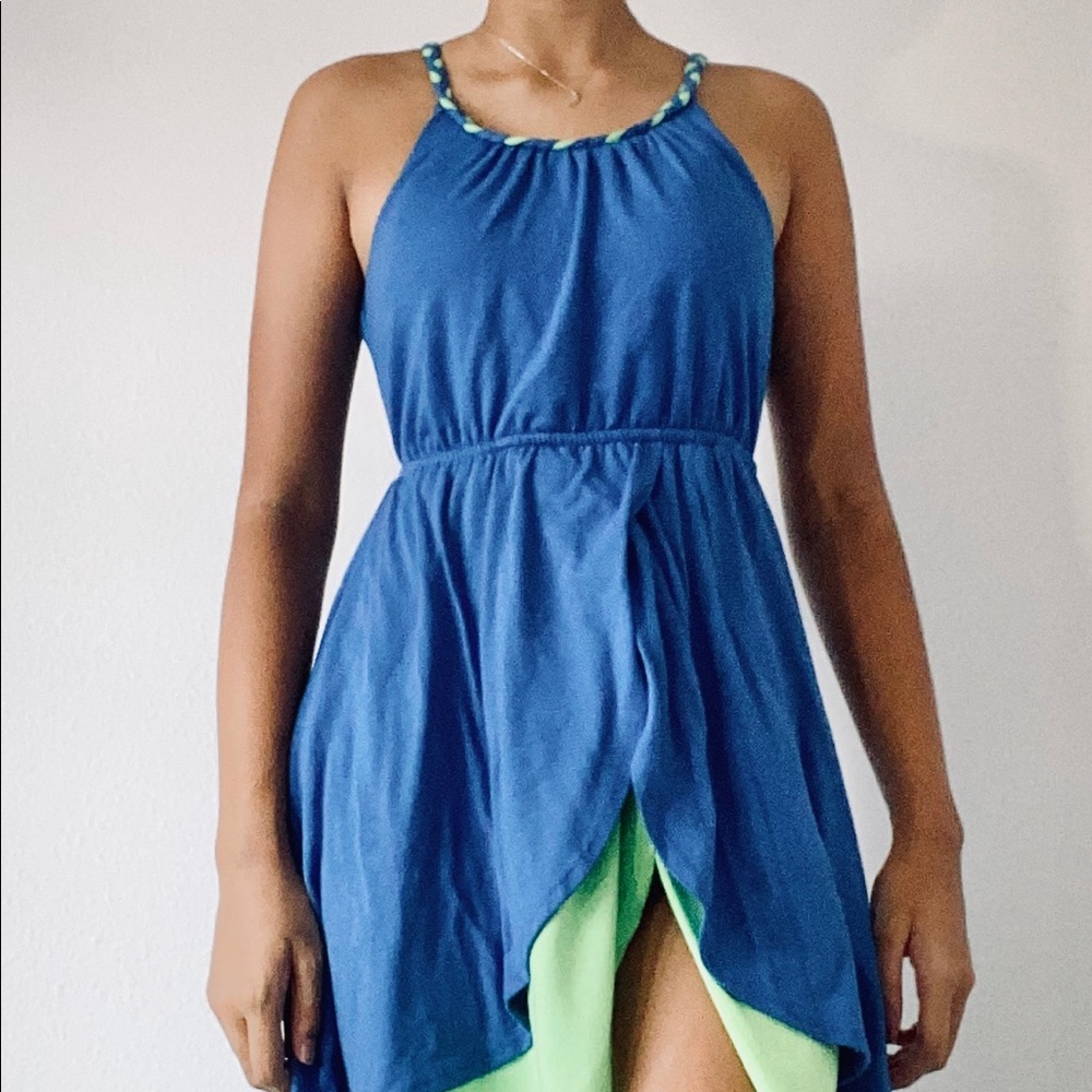 Paper Doll: blue and green dress